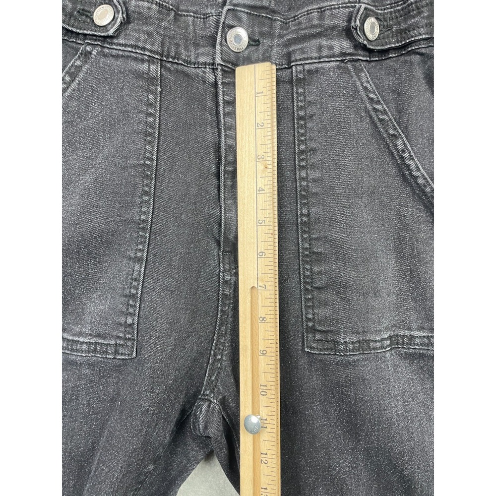 Denim Jumpsuit Womens 6 Medium Black Button Fly Flared Legs Short Sleeve - Picture 13 of 16